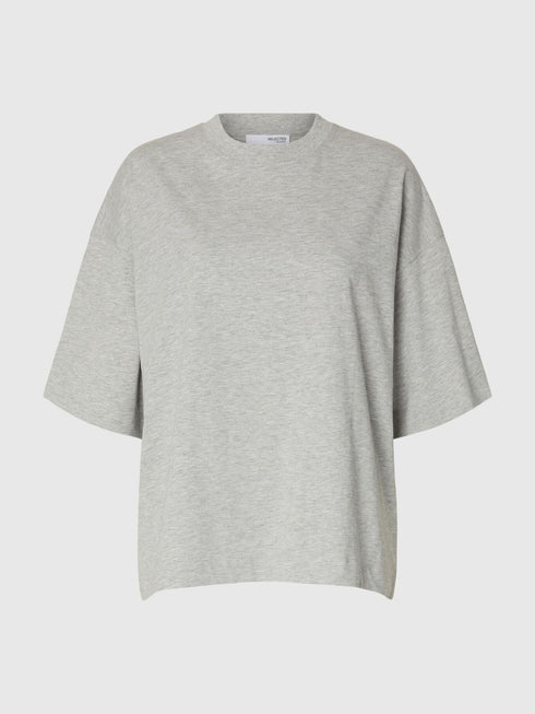 Selected Femme colwoman 2/4 oversized tee light grey melange